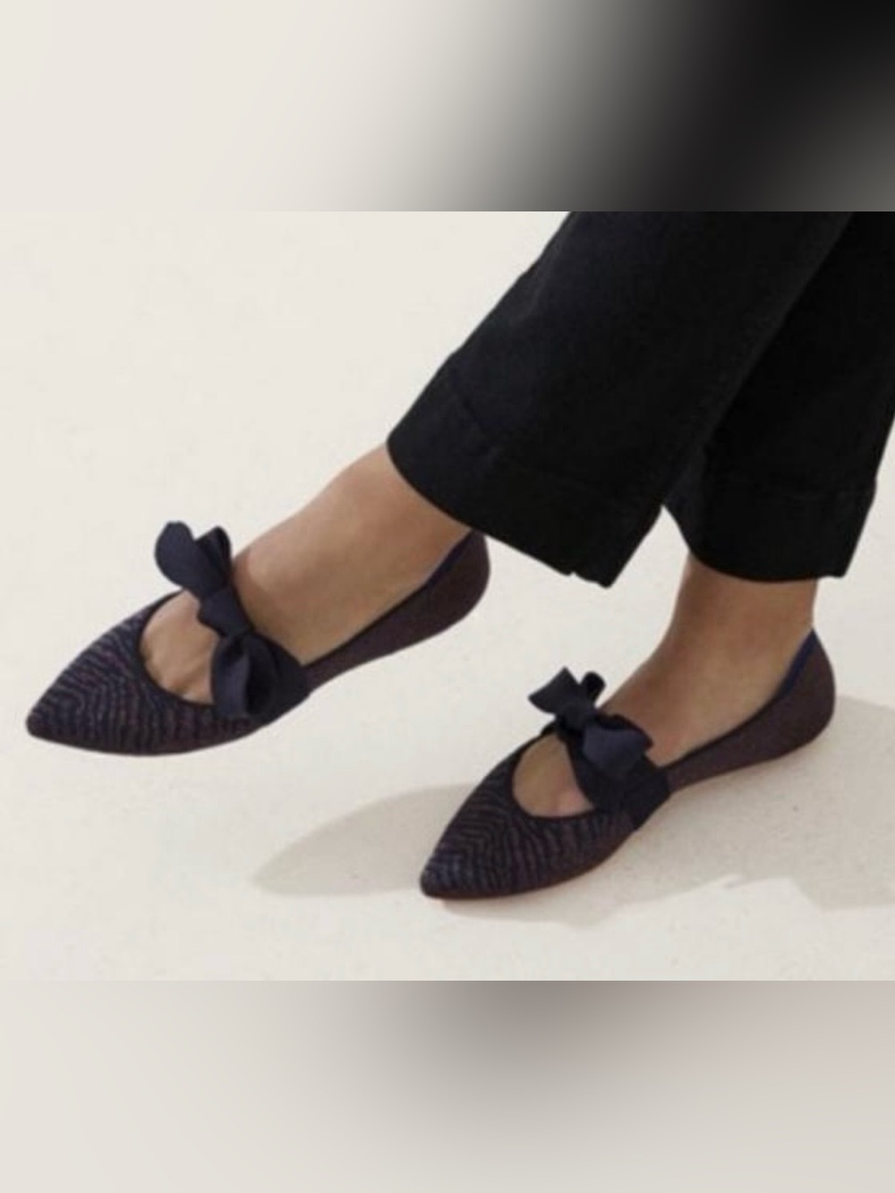 Rothy’s The Point Mary Jane Twilight Metallic Bow Flats 8.5